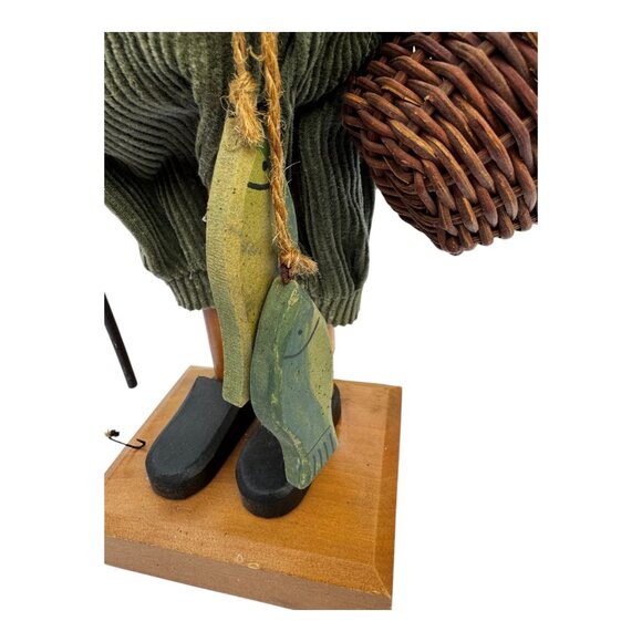 Vtg Fisherman Angler Nutcracker Hat,Vest,Corduroy Pants,Fishing Rod,Fish,Basket - Picture 11 of 13